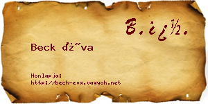 Beck Éva névjegykártya